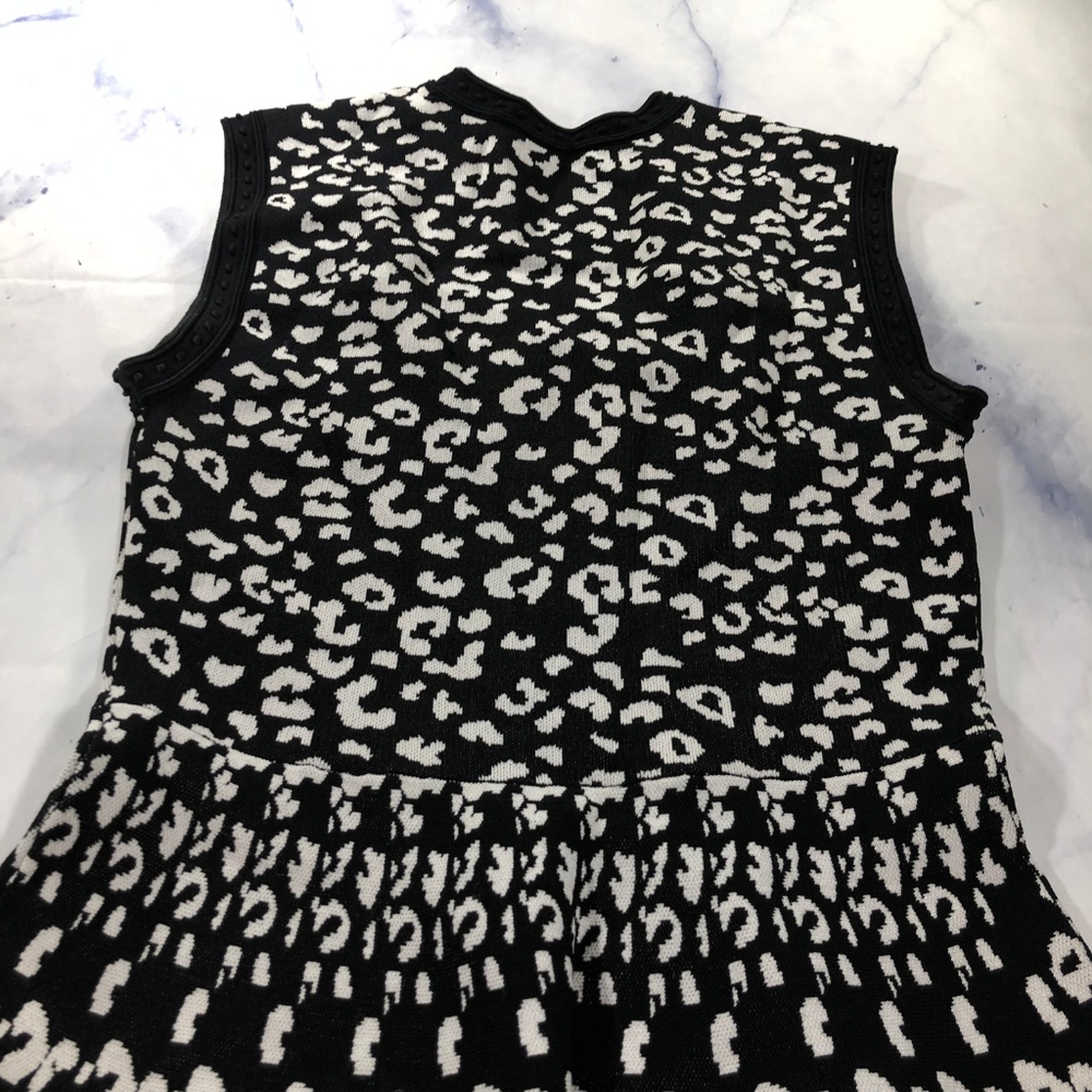 Rebecca Taylor Leopard Stretch Dress Black Knit - Picture 4 of 8